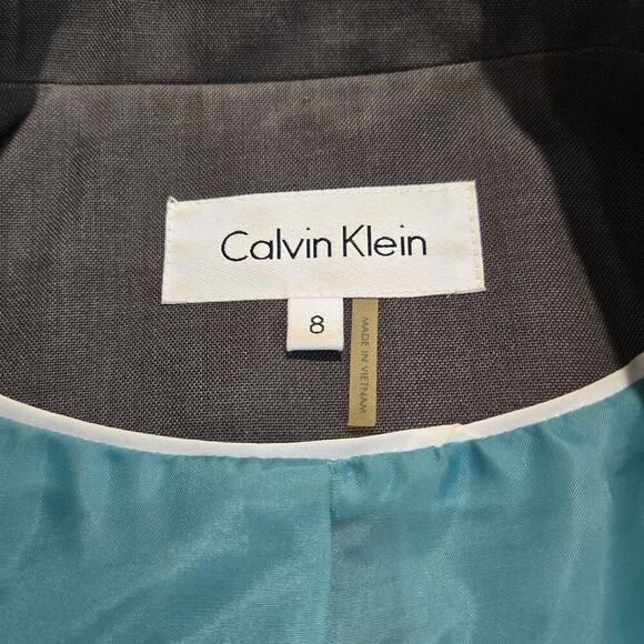 Calvin Klein Dark Gray 2 button Blazer Jacket Size 8 Officecore Corpcore - Picture 12 of 13